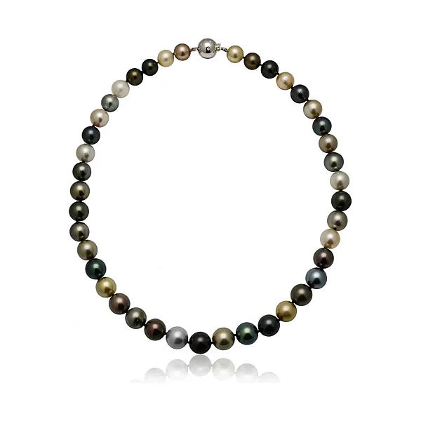 Tahitian Multi-Colour Pearl Necklace 10 to 12 mm.