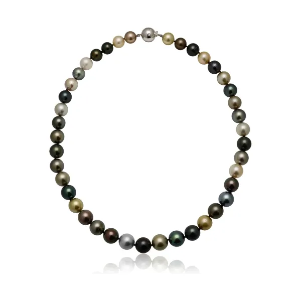 Tahitian Multi-Colour Pearl Necklace 10 to 12 mm.