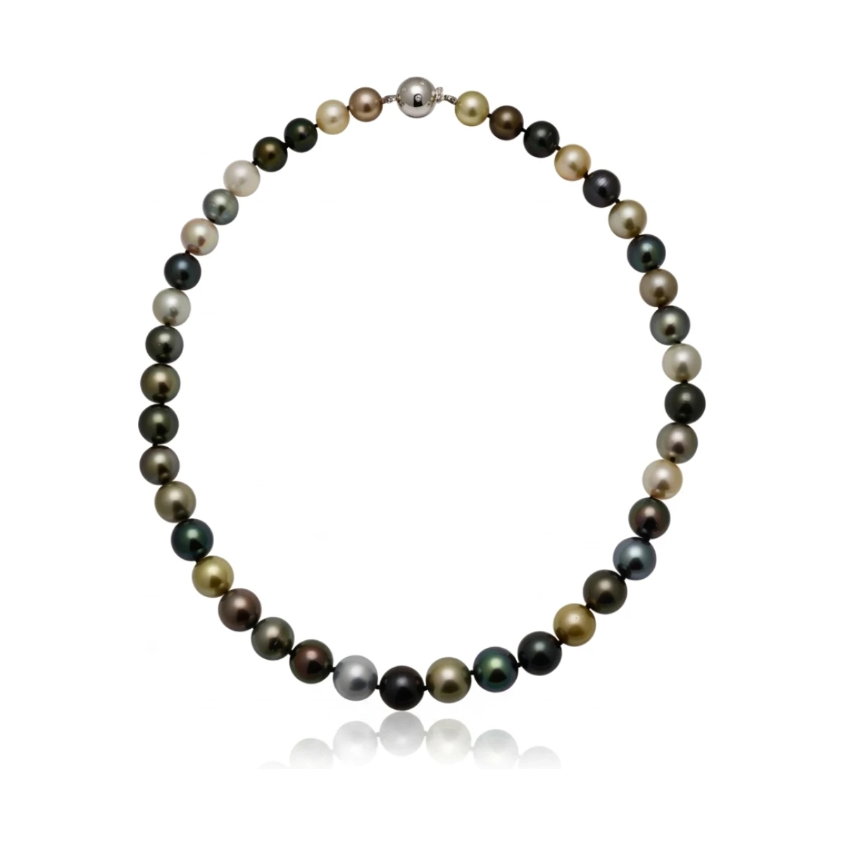 Tahitian Multi-Colour Pearl Necklace 10 to 12 mm.