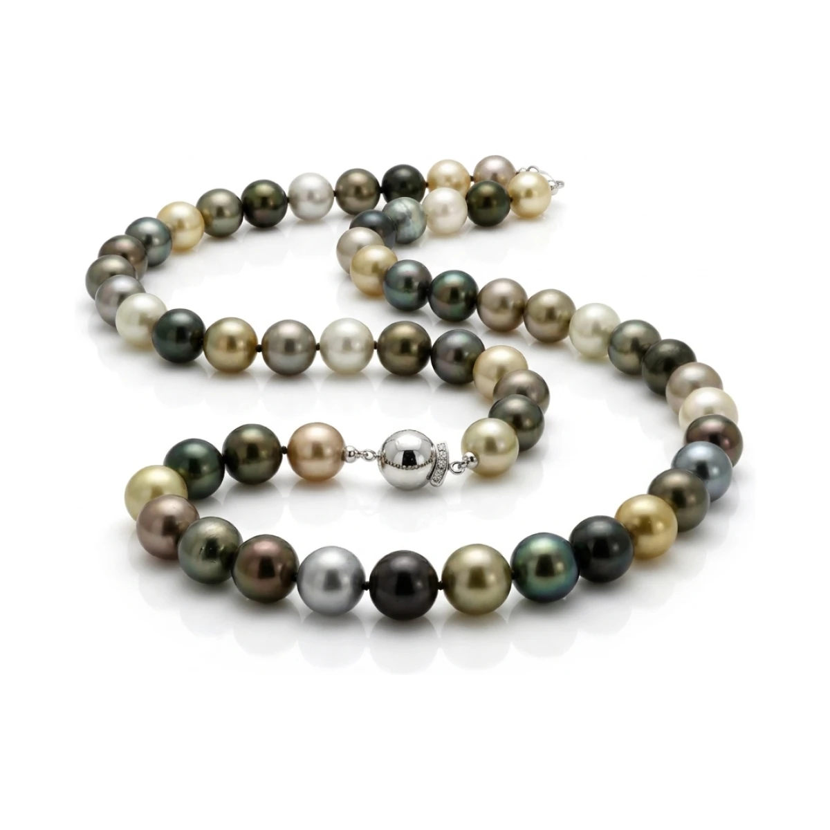 Tahitian Multi-Colour Pearl Necklace 10 to 12 mm.