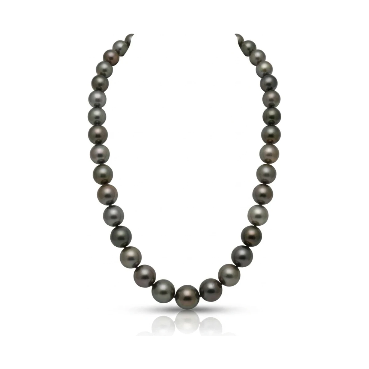 Tahitian Pearl Grey Necklace 10 to 12.5mm