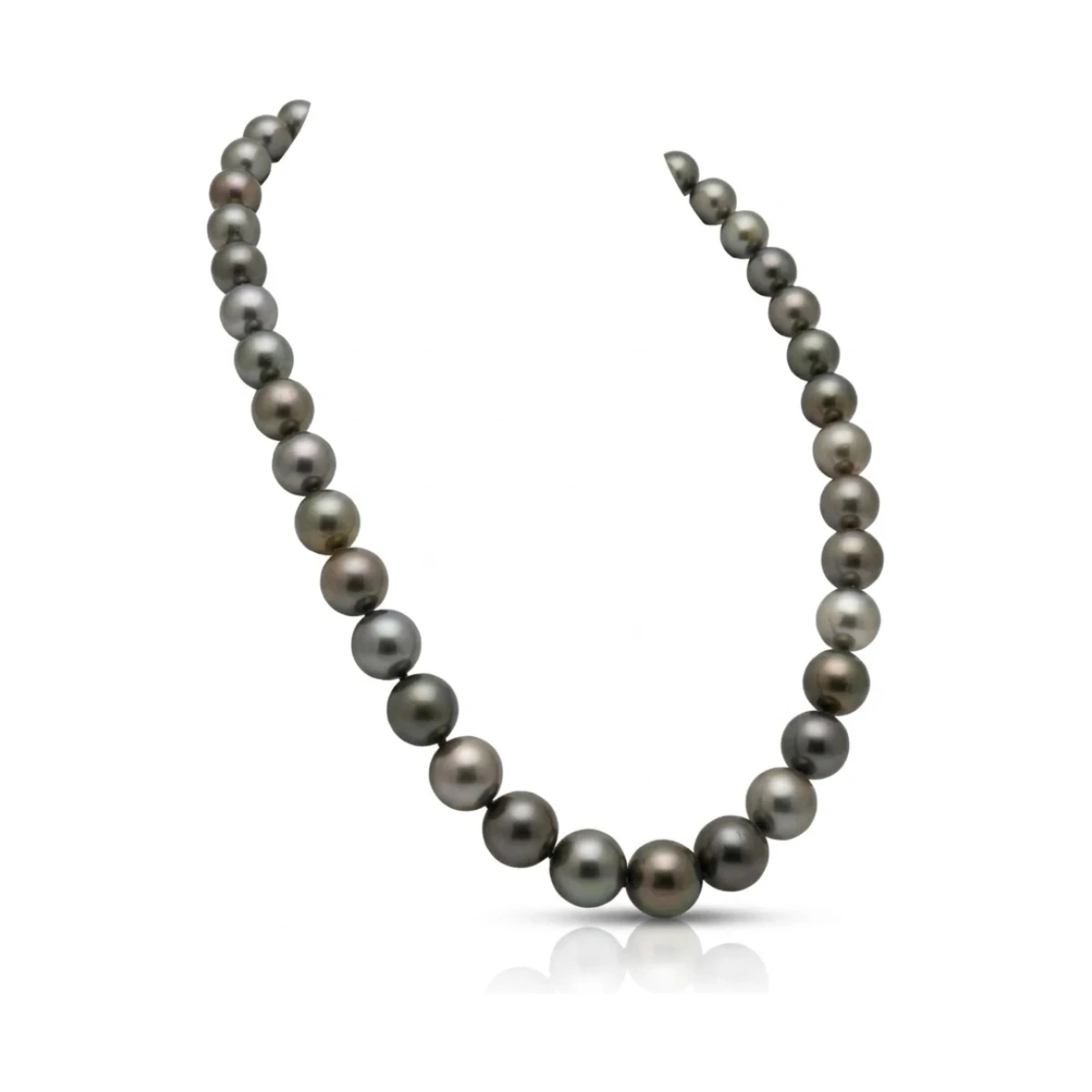 Tahitian Pearl Grey Necklace 10 to 12.5mm
