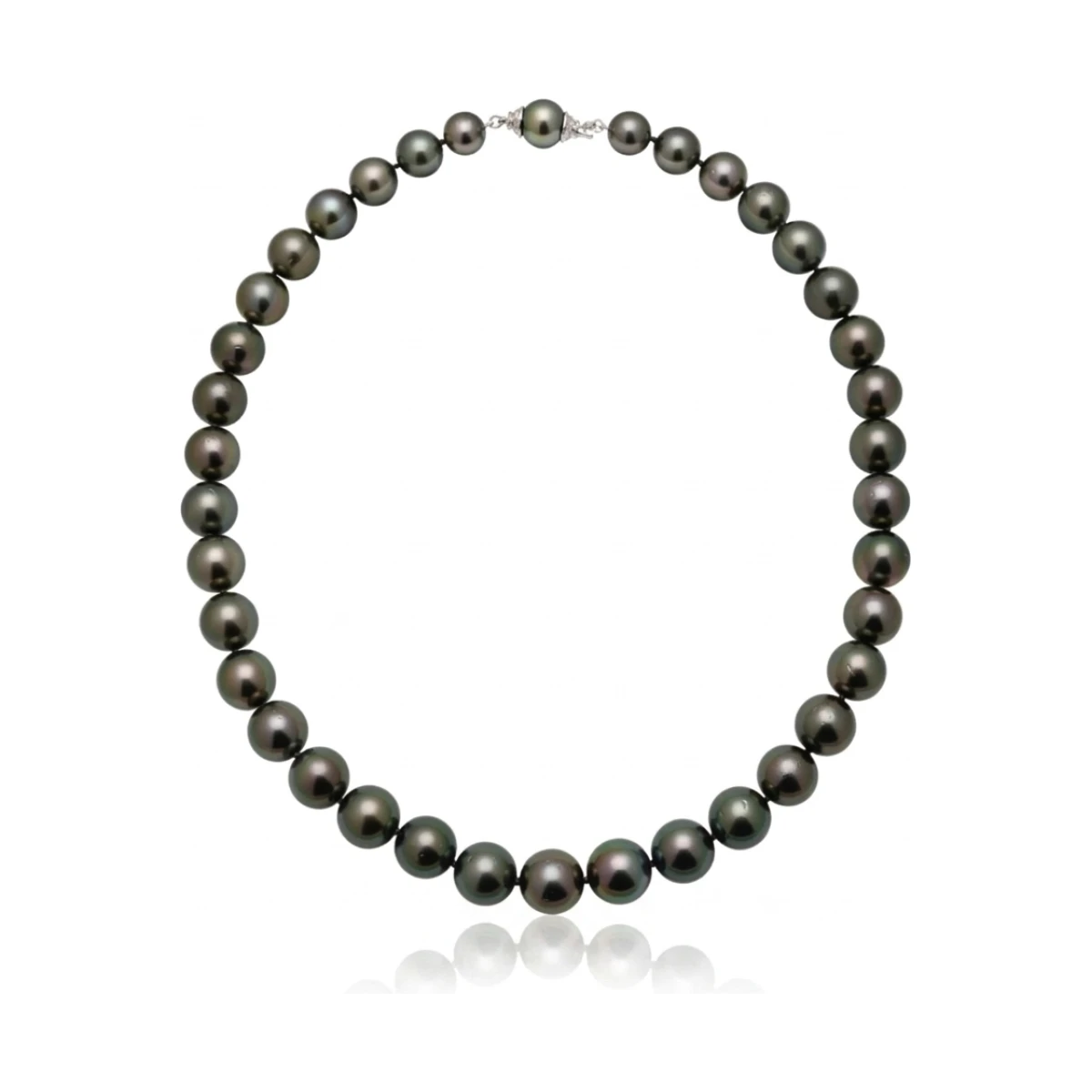 Tahitian Pearl Grey/Green Necklace With Integral Clasp
