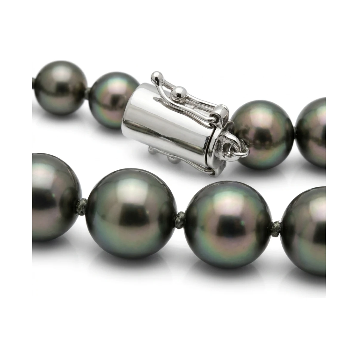 Tahitian Pearl Grey/Green Necklace With Integral Clasp