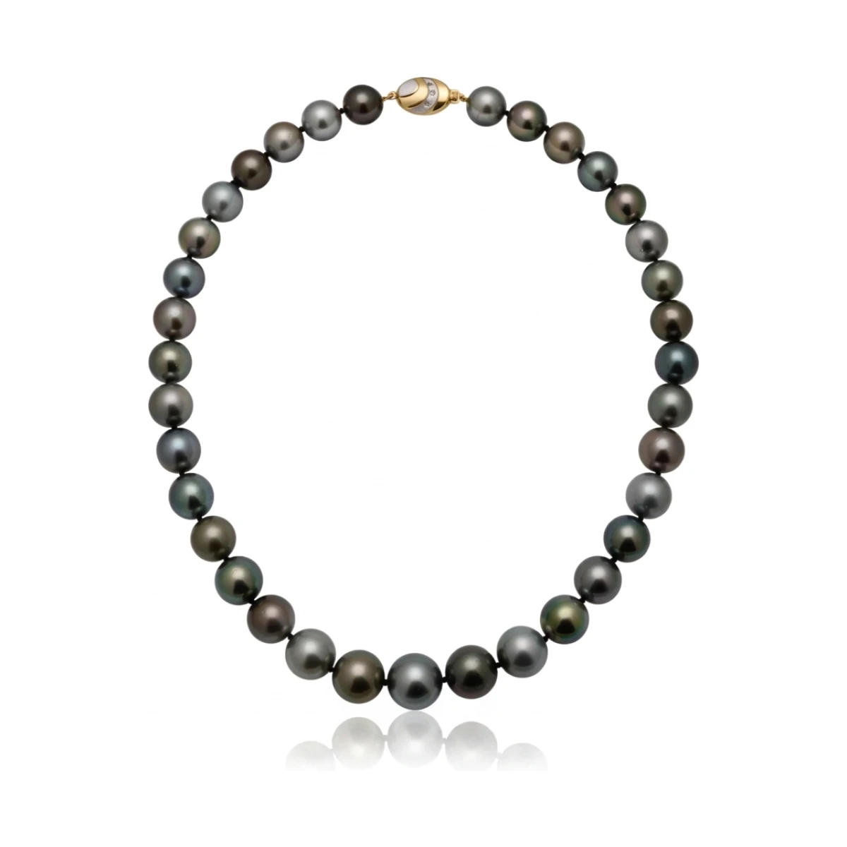 Tahitian Pearl Metallic Multi-Tone Necklace 11 to 13.5mm