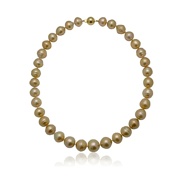 Gold South Sea Pearl Baroque Necklace 11 to 14.5mm