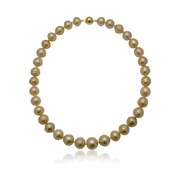 Gold South Sea Pearl Baroque Necklace 11 to 14.5mm