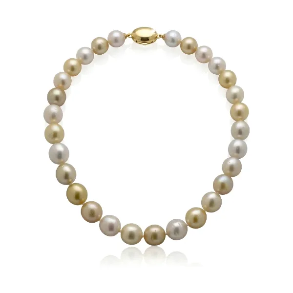 Gold And White South Sea Pearl Baroque Necklace 9.9 To 12.6mm