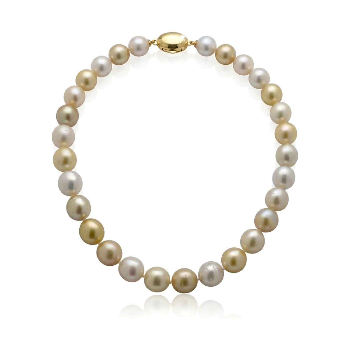 Gold And White South Sea Pearl Baroque Necklace 9.9 To 12.6mm