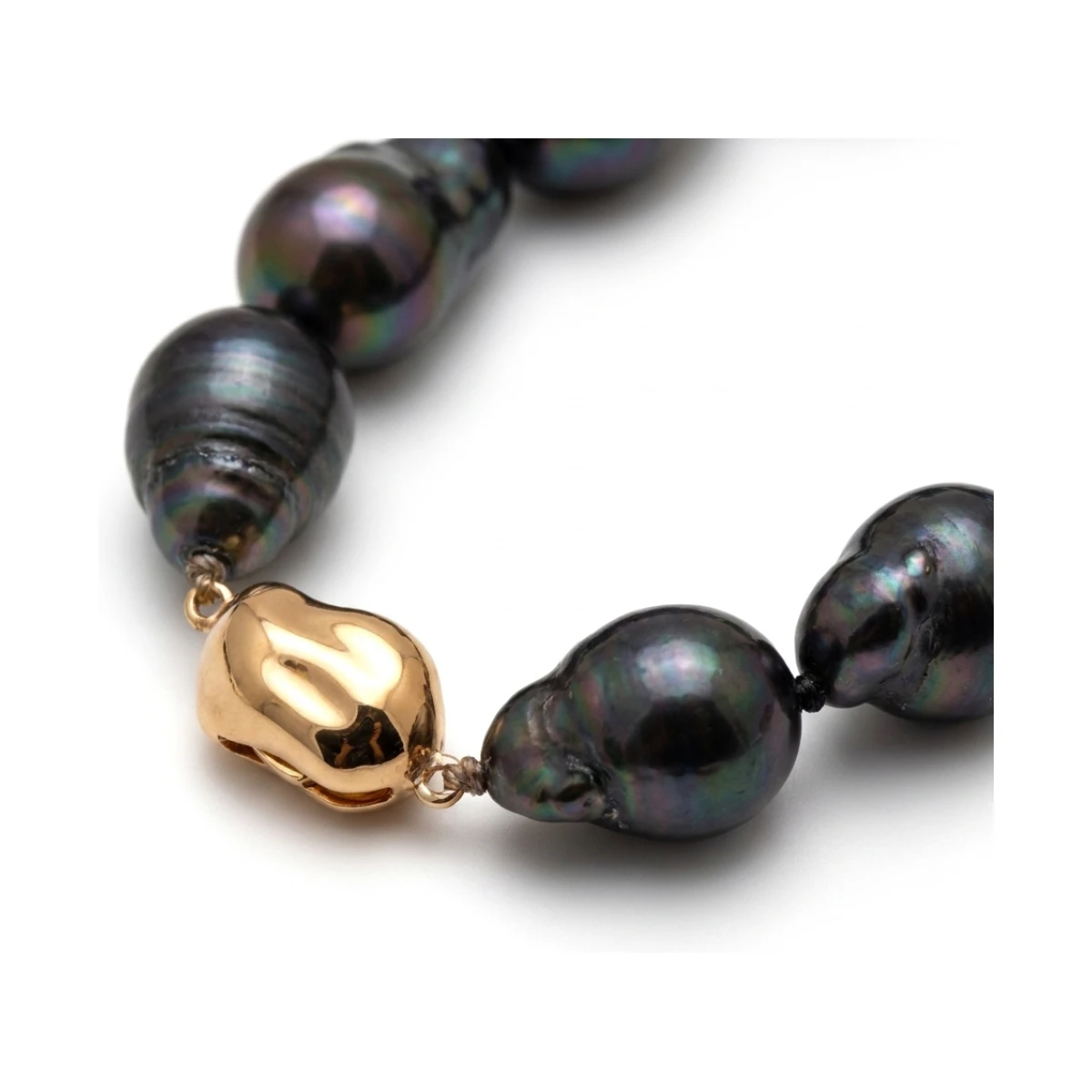 Black Baroque Freshwater Pearl Necklace 13 to 14.5mm
