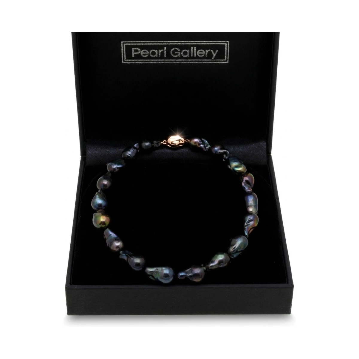 Black Baroque Freshwater Pearl Necklace 13 to 14.5mm