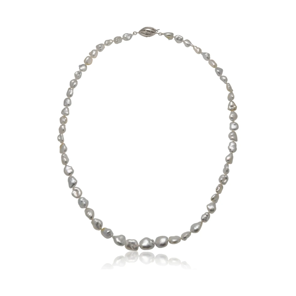 Silver South Sea Keshi Pearl Necklace | 6 to 9mm