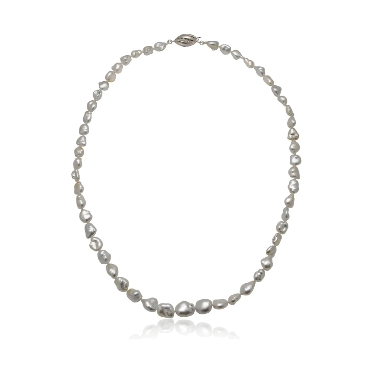 Silver South Sea Keshi Pearl Necklace | 6 to 9mm