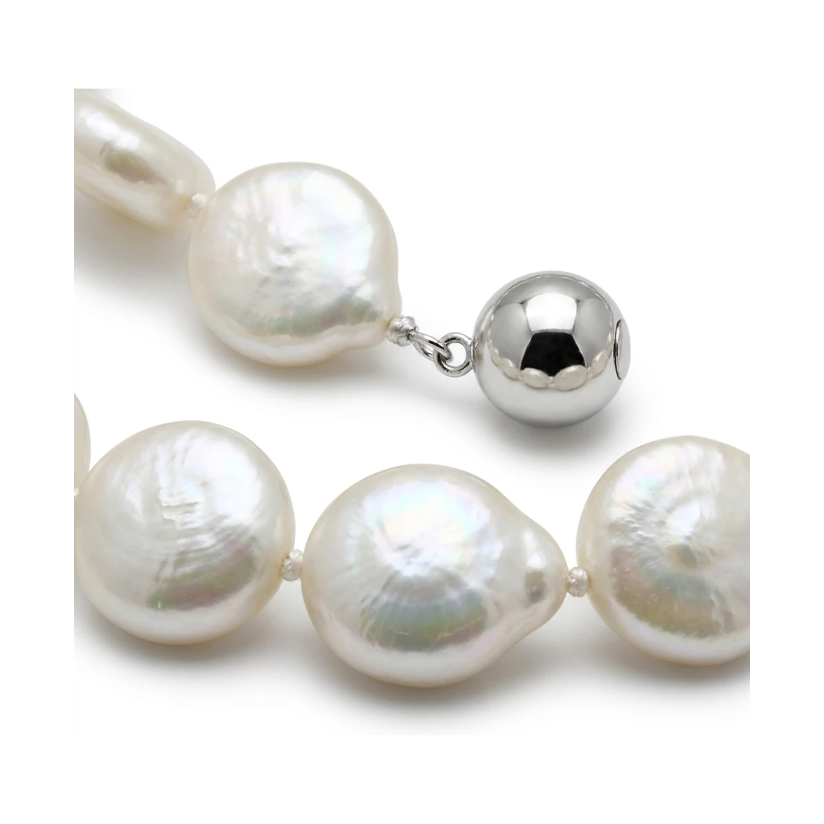 White Freshwater Baroque Coin Pearl Necklace | 13 to 14.5mm