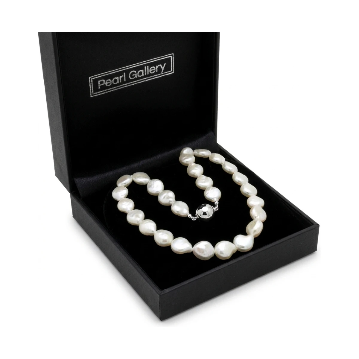 White Freshwater Baroque Coin Pearl Necklace | 13 to 14.5mm