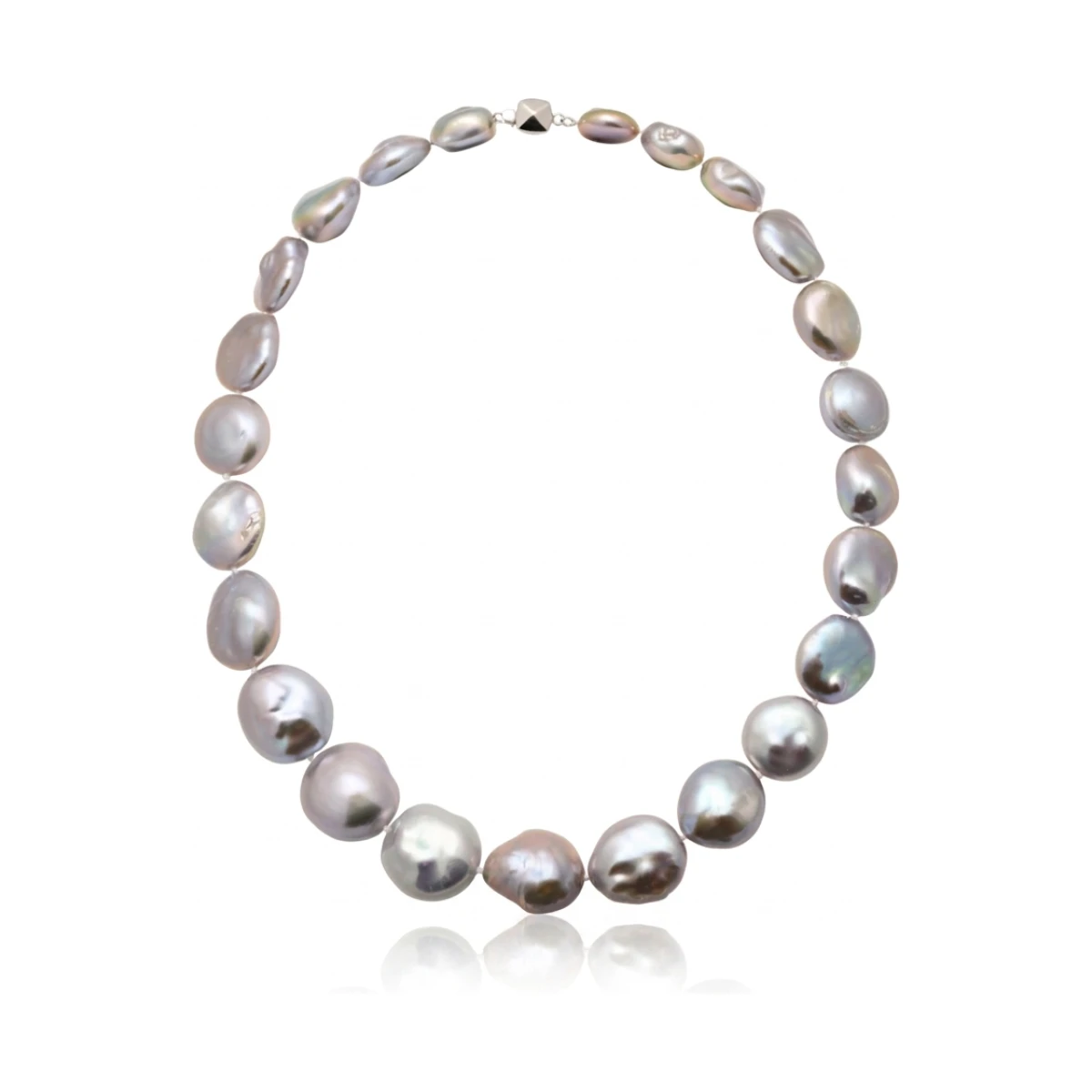 Grey Freshwater Baroque Coin Pearl Necklace | 15 to 19mm