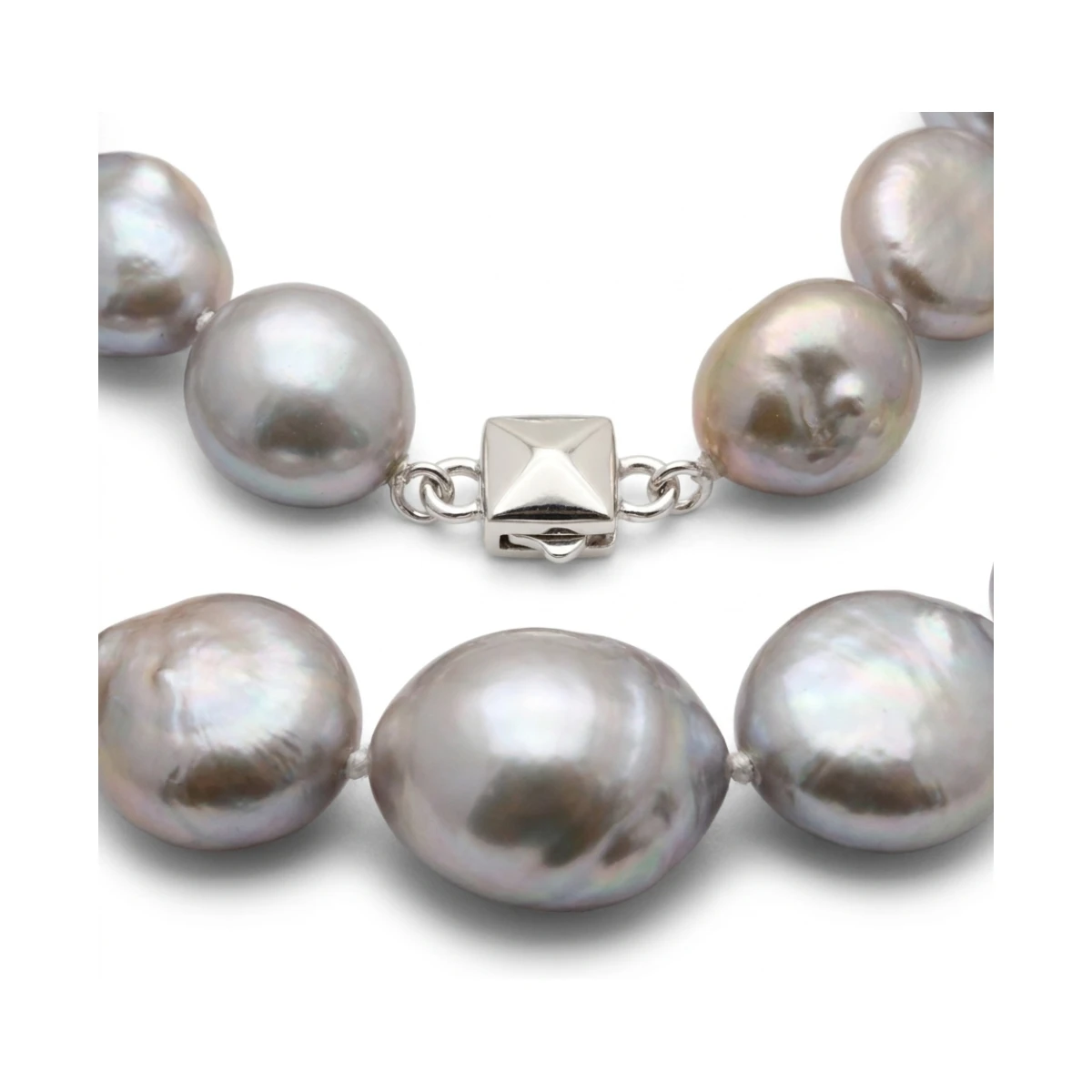 Grey Freshwater Baroque Coin Pearl Necklace | 15 to 19mm