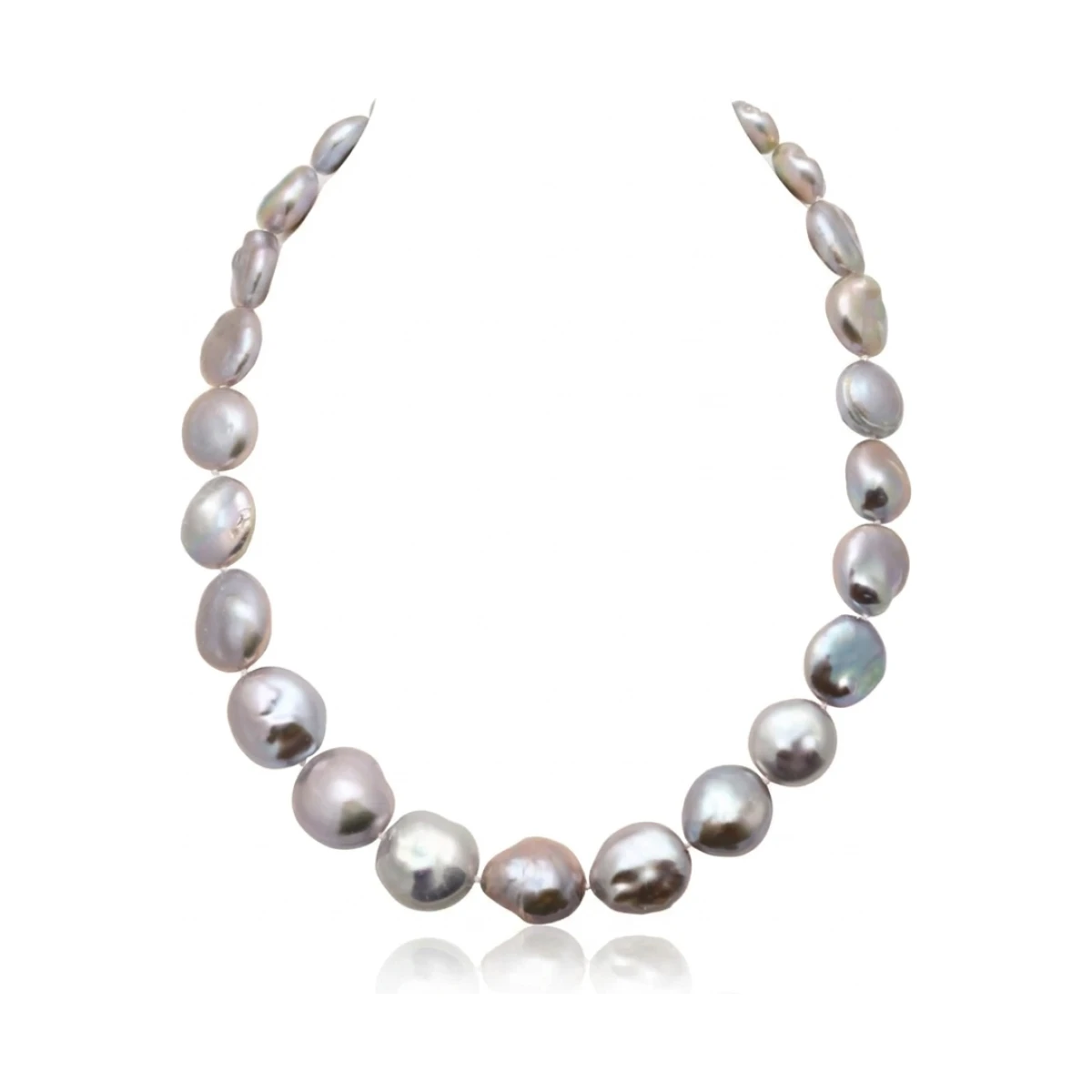 Grey Freshwater Baroque Coin Pearl Necklace | 15 to 19mm