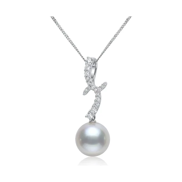 South Sea Pearl & Diamond Contemporary Design Pendant  |  18ct White Gold