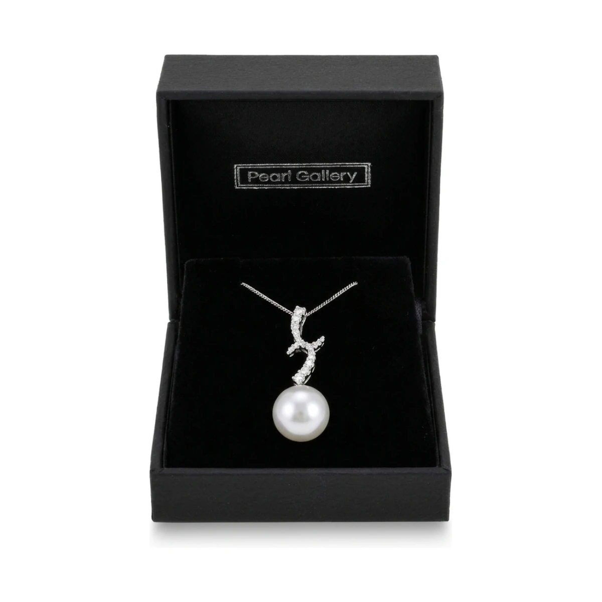South Sea Pearl & Diamond Contemporary Design Pendant  |  18ct White Gold