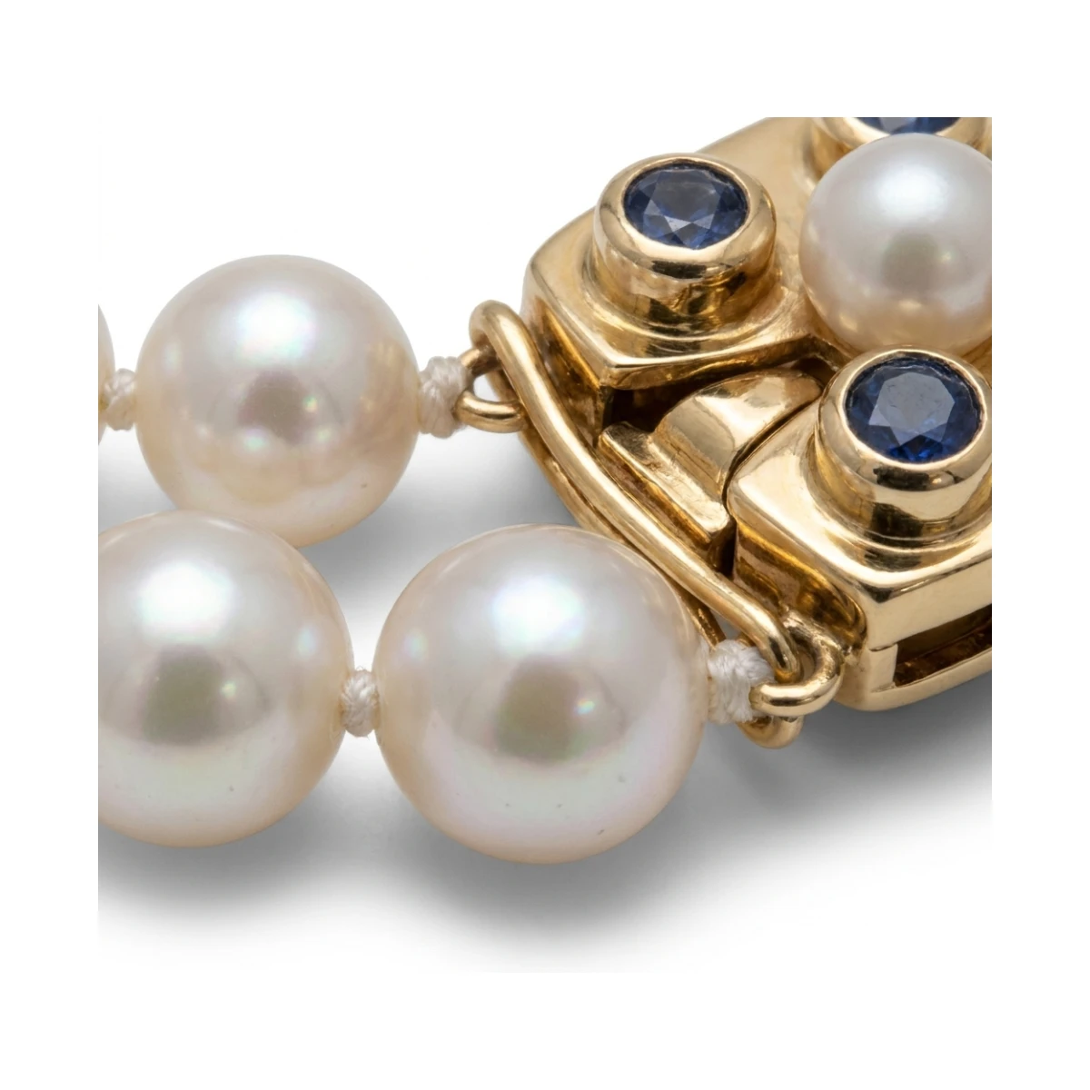 Double Row Akoya Pearl Necklace 5.5/6mm On 9ct Sapphire & Pearl Clasp