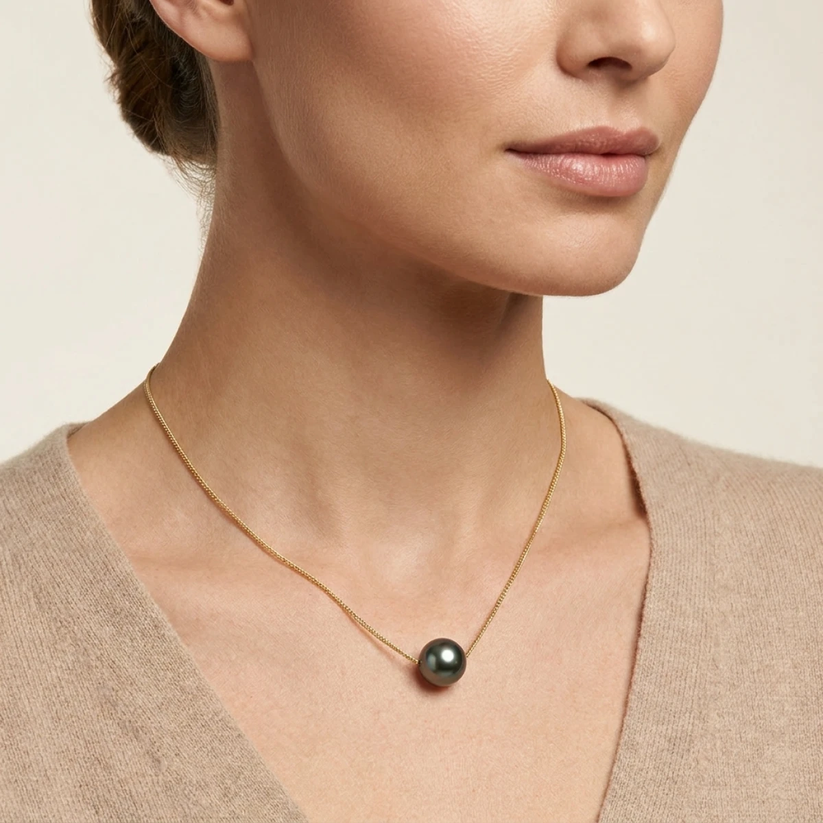 Tahitian Pearl Slider Necklace  |  9ct Yellow Gold