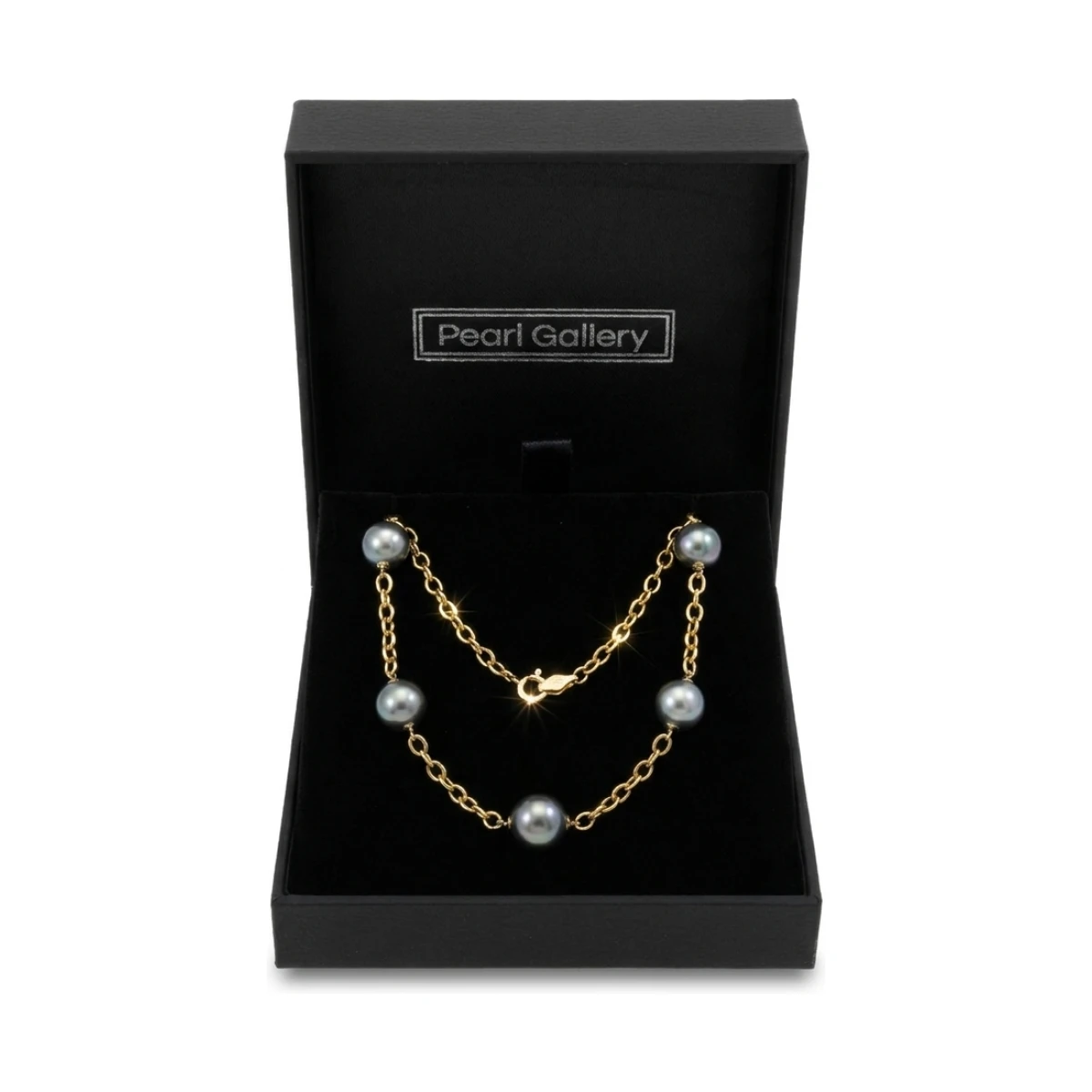 Tahitian Pearl & Oval Chain Link Necklace  |  9ct Yellow Gold