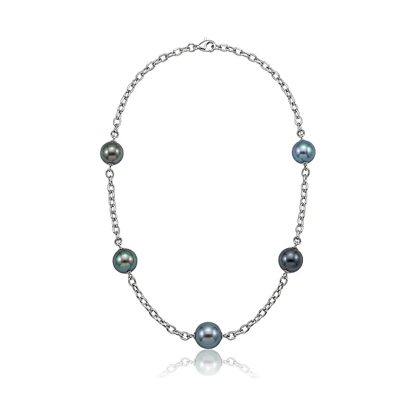 Tahitian Pearl & Chain Link Necklace  |  9ct White Gold 