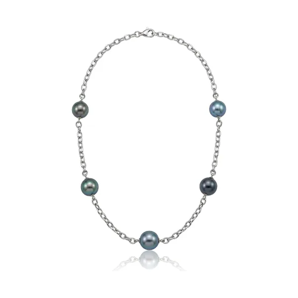 Tahitian Pearl & Chain Link Necklace  |  9ct White Gold 