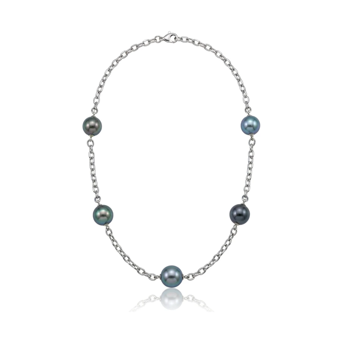 Tahitian Pearl & Chain Link Necklace  |  9ct White Gold 