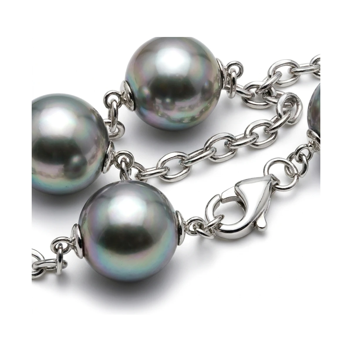 Tahitian Pearl & Chain Link Necklace  |  9ct White Gold 