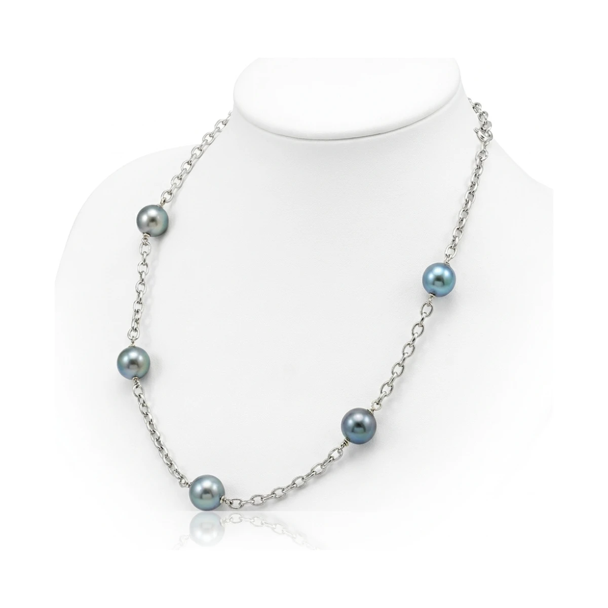 Tahitian Pearl & Chain Link Necklace  |  9ct White Gold 