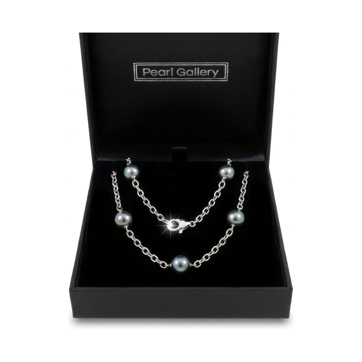 Tahitian Pearl & Chain Link Necklace  |  9ct White Gold 