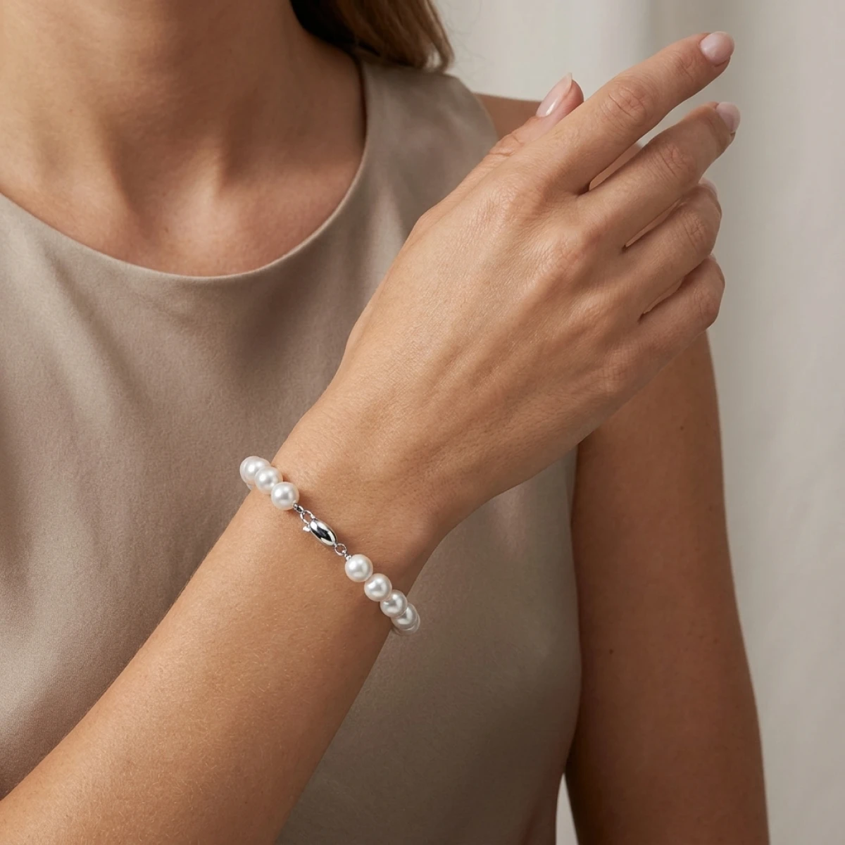 Akoya Pearl Bracelet On 9ct White Gold Clasp