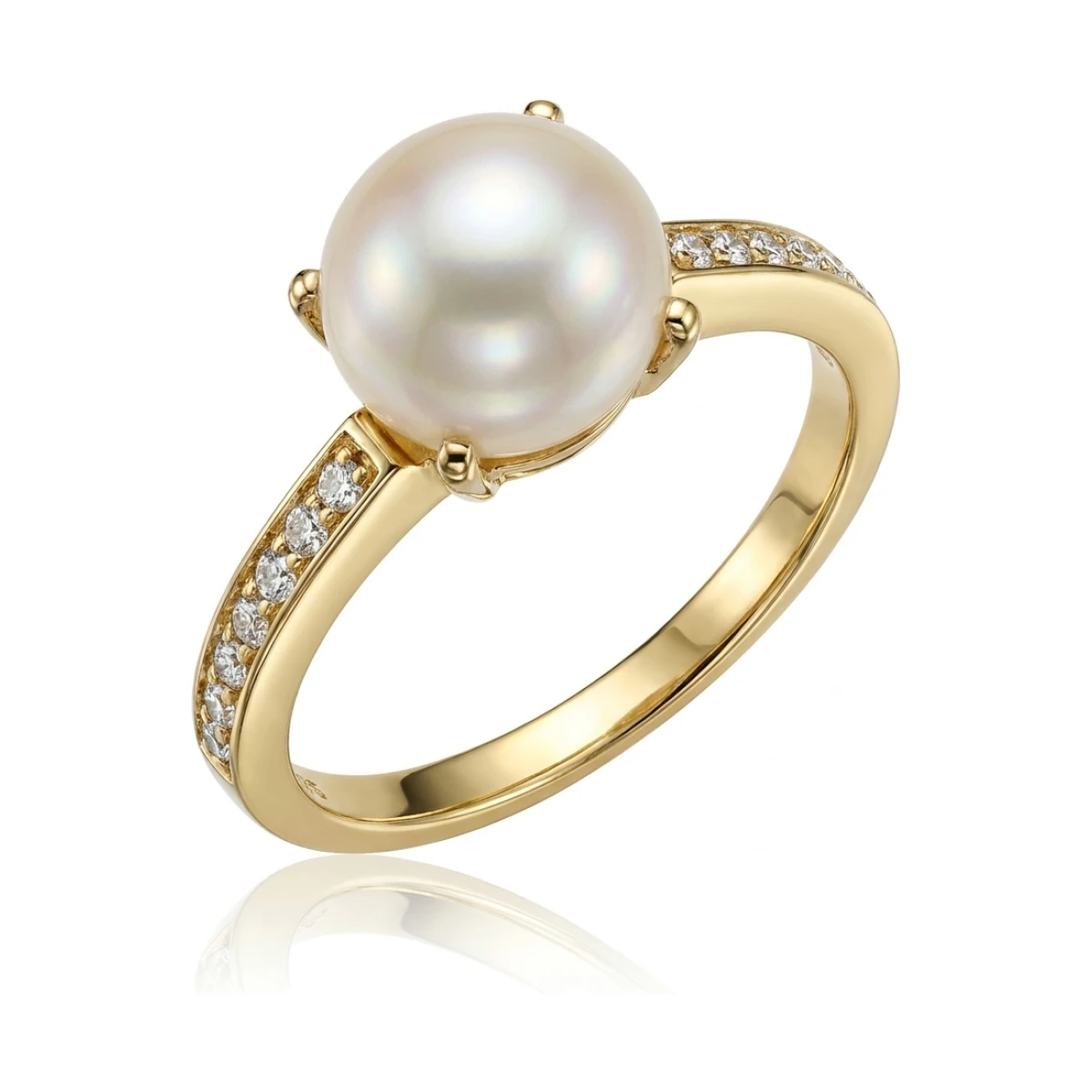 Freshwater Pearl & Diamond Contemporary Design Ring|9ct