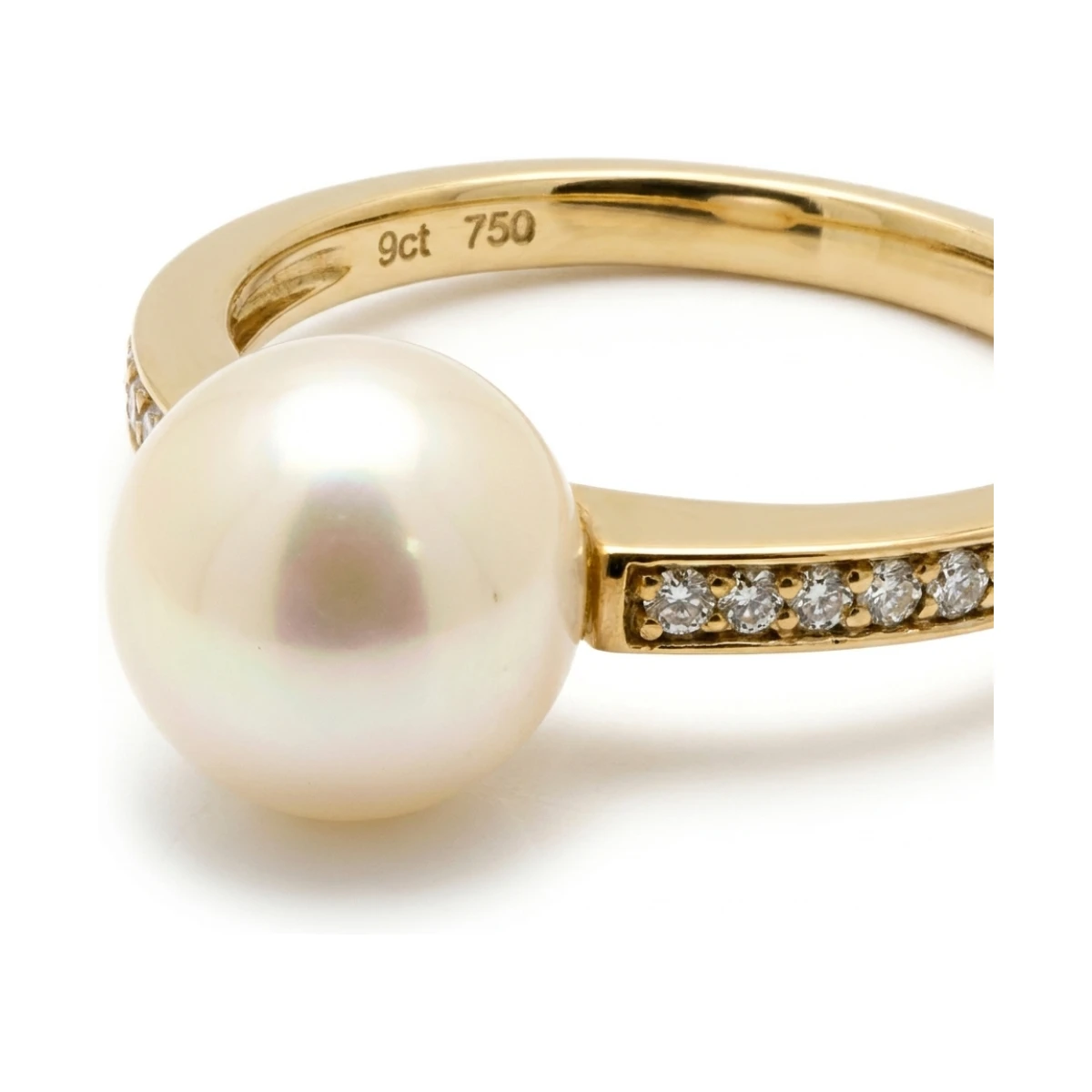 Freshwater Pearl & Diamond Contemporary Design Ring|9ct