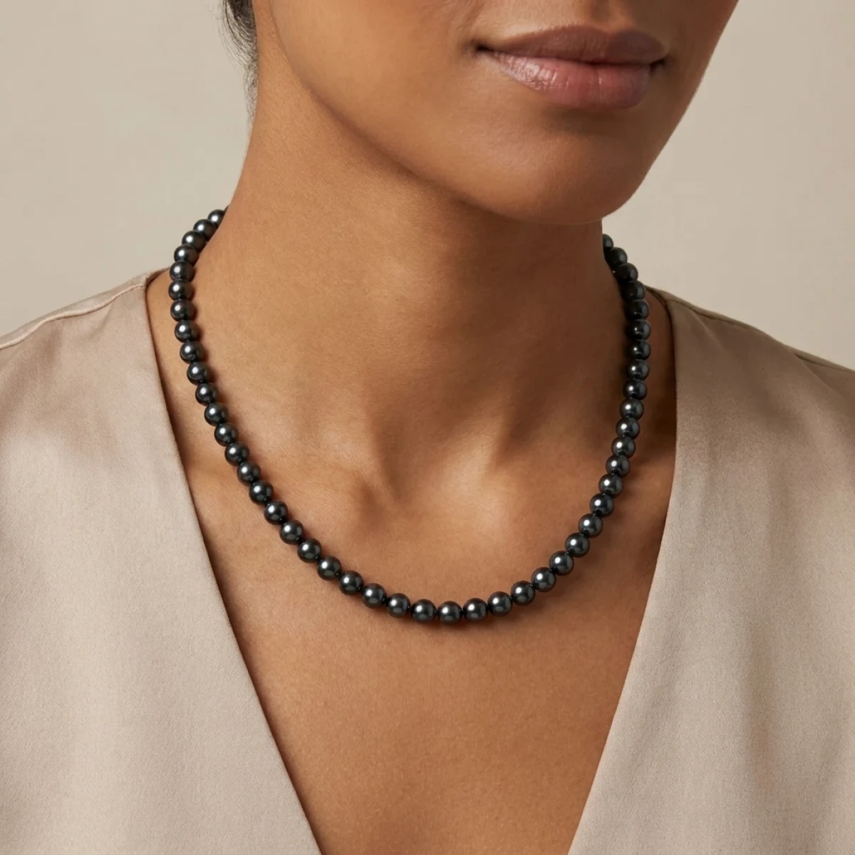 Black Akoya Pearl Necklace | AA+ Grade | 5.5-6.0 mm