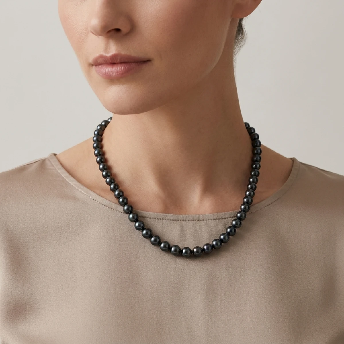 Black Akoya Pearl Necklace | AA+ Grade | 6.0-6.5 mm