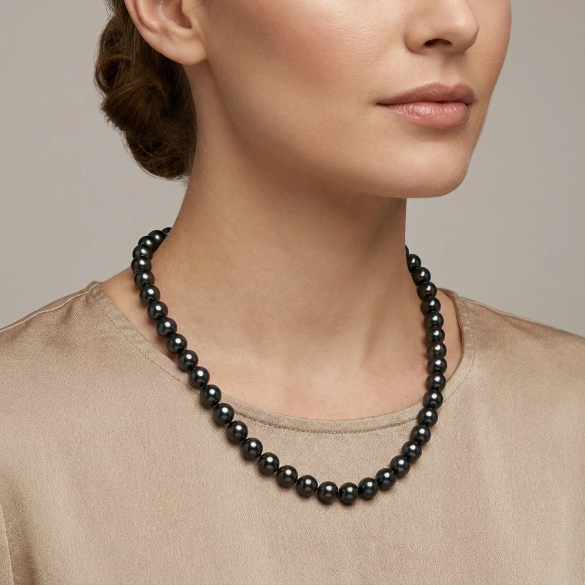 Black Akoya Pearl Necklace | AA Grade | 6.5-7.0 mm
