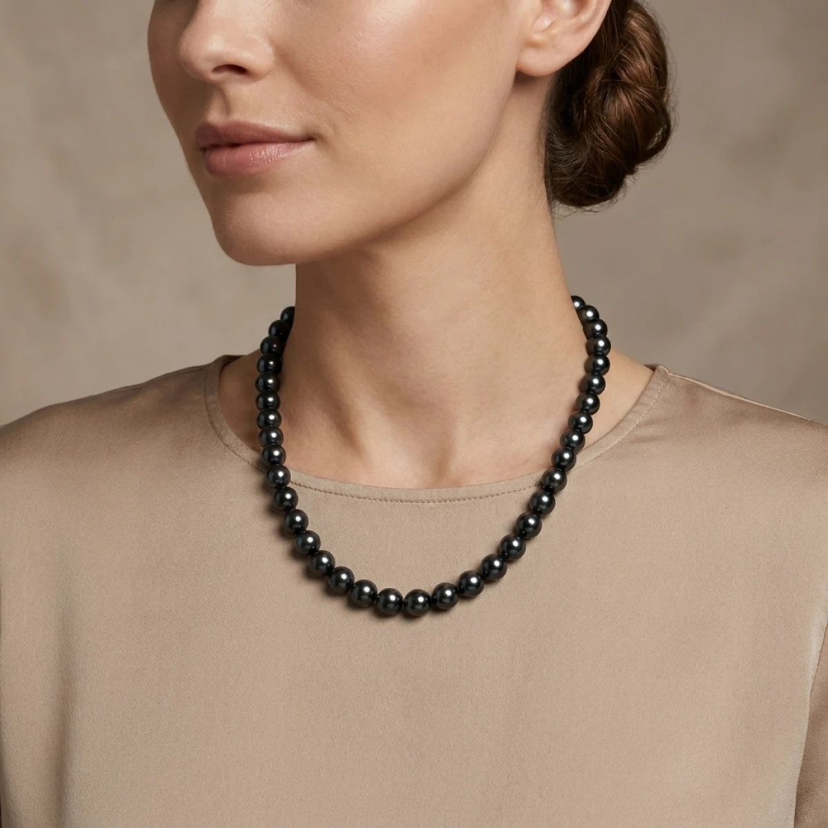 Black Akoya Pearl Necklace | AA+ Grade | 8.0-8.5 mm