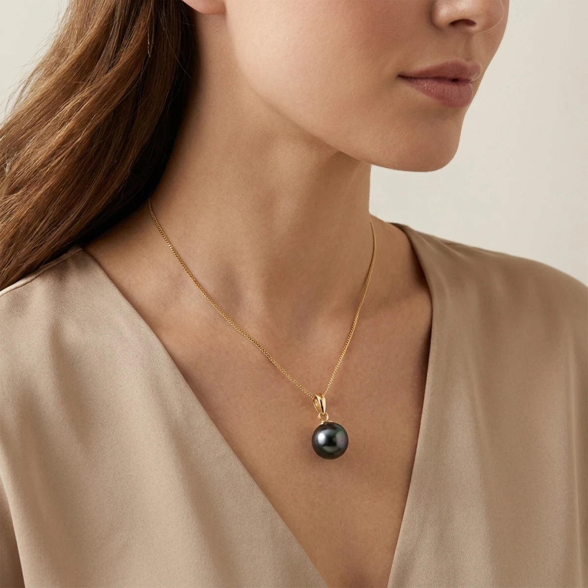 Tahitian Pearl Simple Pendant  |  9ct Yellow Gold