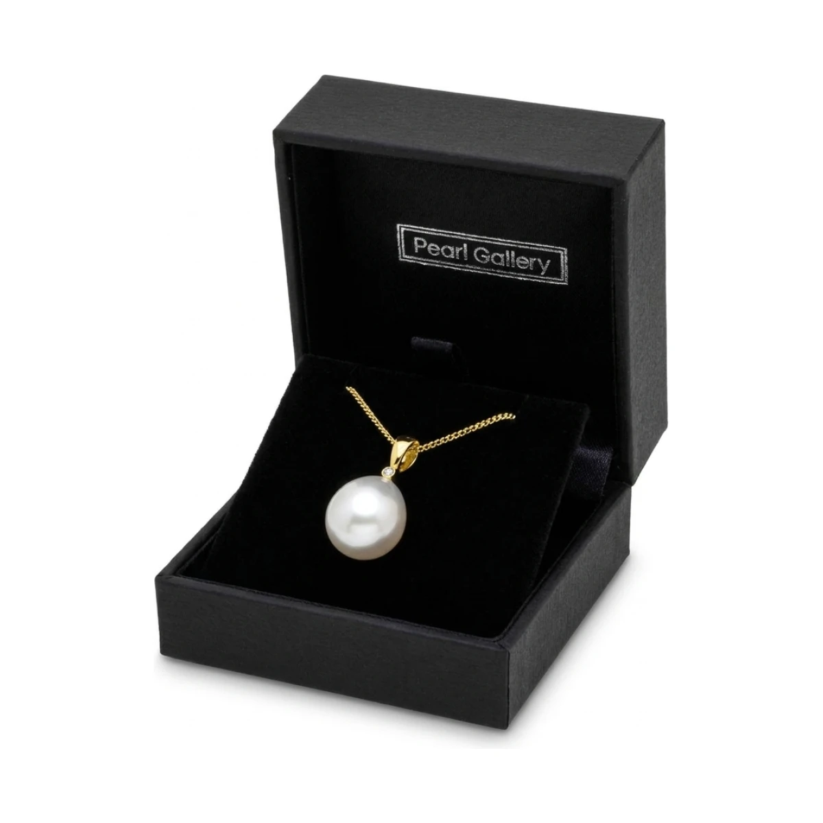 Freshwater Pearl & Diamond Drop Simple Pendant | 9ct Yellow Gold