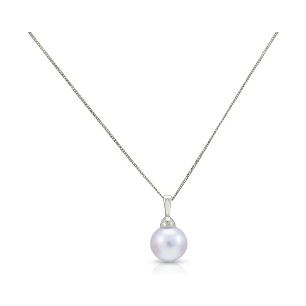 Akoya Pearl Bell Cap Simple Pendant  |  9ct White Gold