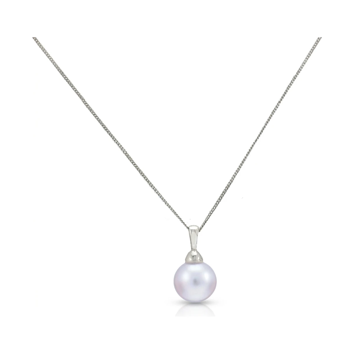 Akoya Pearl Bell Cap Simple Pendant  |  9ct White Gold