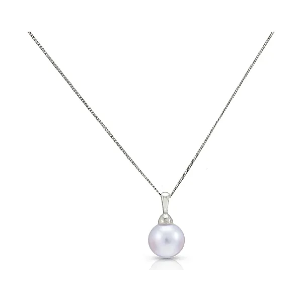 Akoya Pearl Bell Cap Simple Pendant  |  9ct White Gold