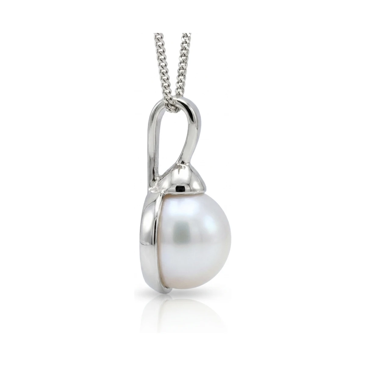 Akoya Pearl Bell Cap Simple Pendant  |  9ct White Gold