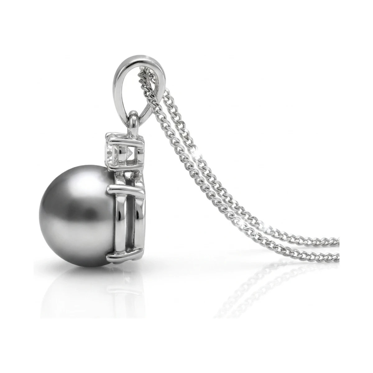 Akoya Pearl & Diamond 4 Claw Pendant  |  18ct White Gold