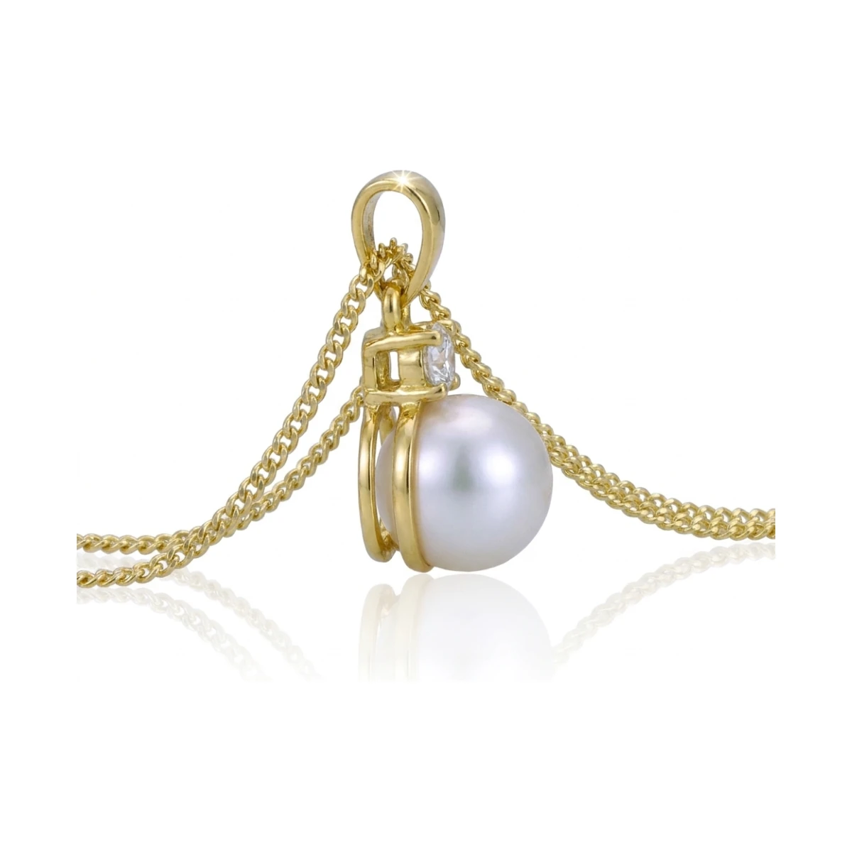 Akoya Pearl & Diamond 4 Claw Pendant  |  18ct Yellow Gold