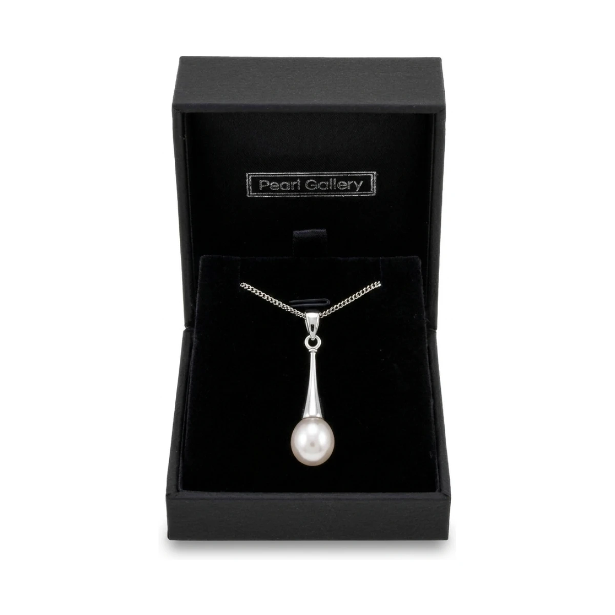 Contemporary Freshwater Pearl Fluted Drop Design Pendant  |  9ct White Gold