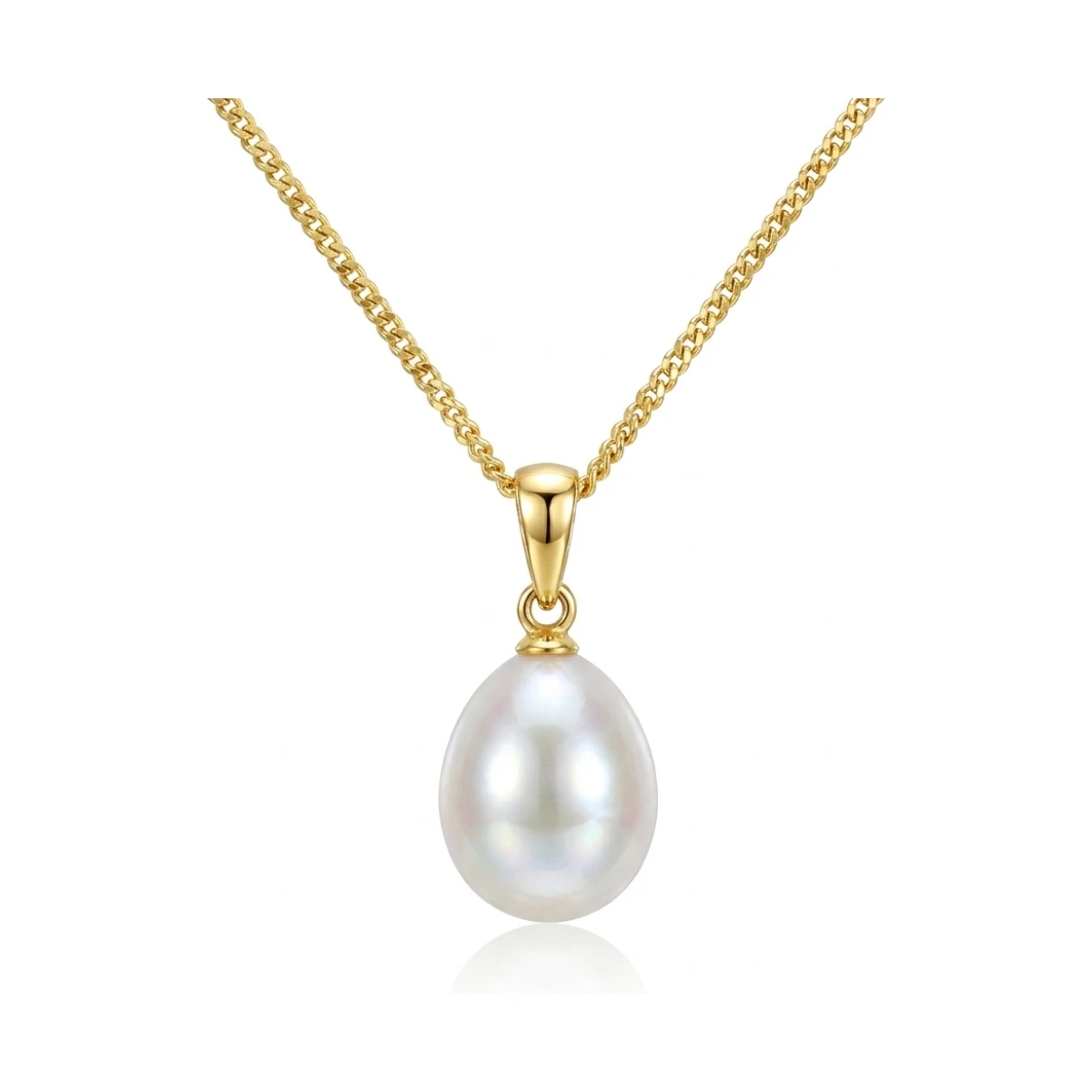 Freshwater Pearl Simple inverted Pear-Shape Design Pendant  |  9ct Yellow Gold